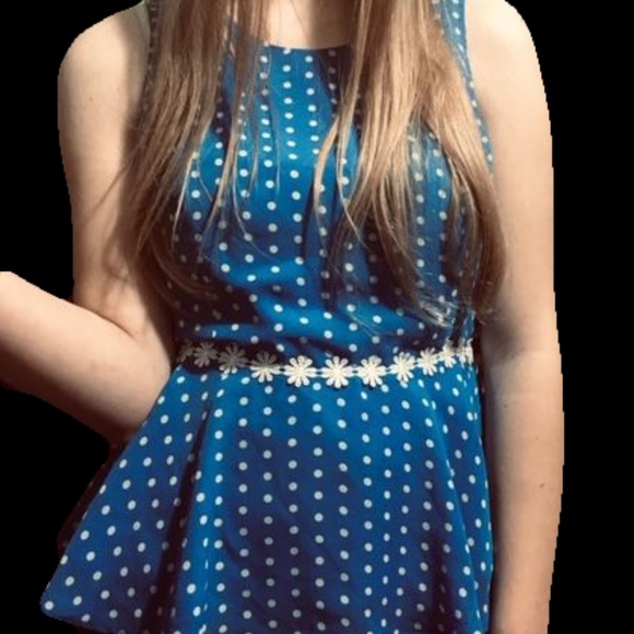 Blue Polka Dot Ruffle Shirt - Picture 1 of 4